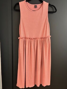 SHEIN Muted Pink Ribbed Midi Dress